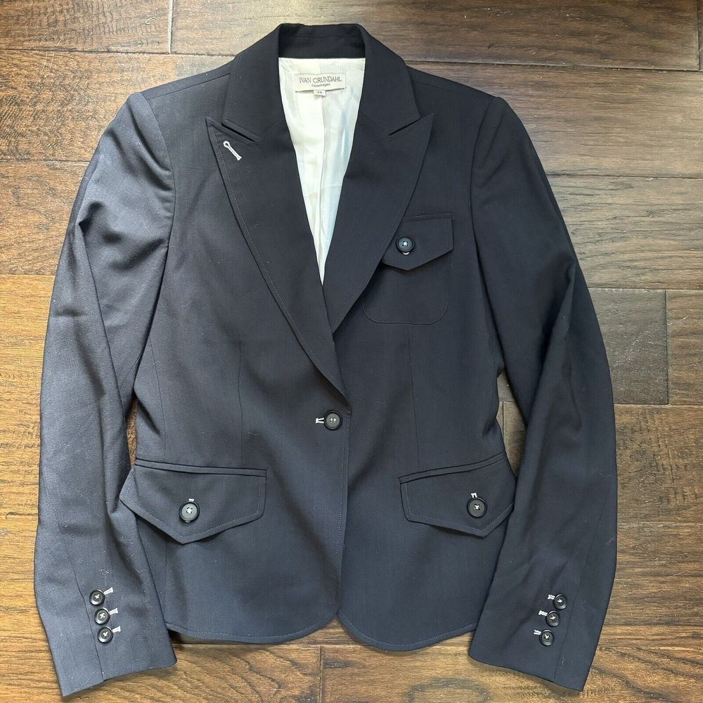 IVAN GRUNDAHL size M / L EURO 38 Blazer Black Structured Jacket